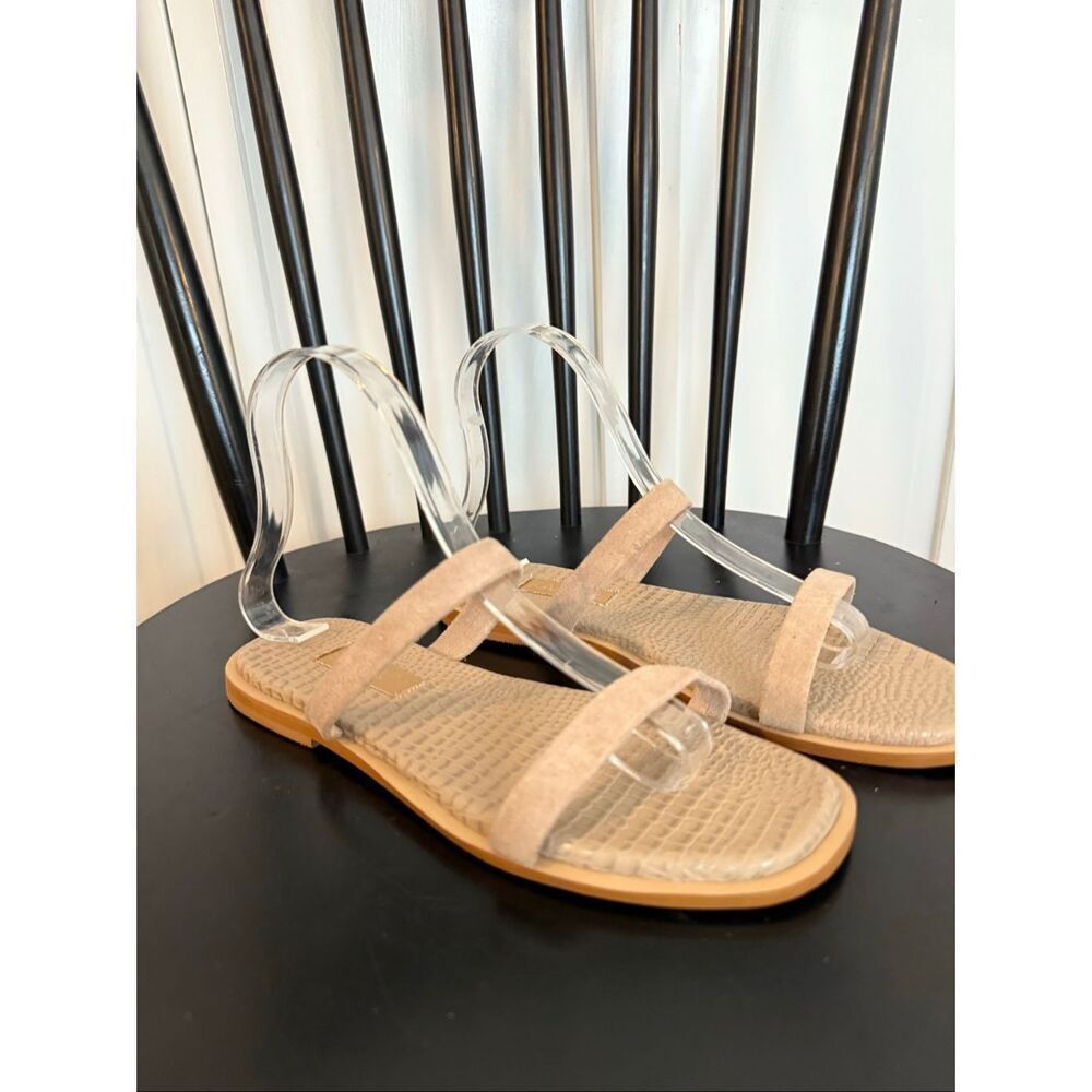 Kaanas Beige Double-Strap Suede Slide Sandals - Picture 3 of 8